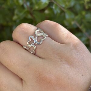 Sterling Silver Open Heart Band Ring Adjustable 4.3g Minimalist